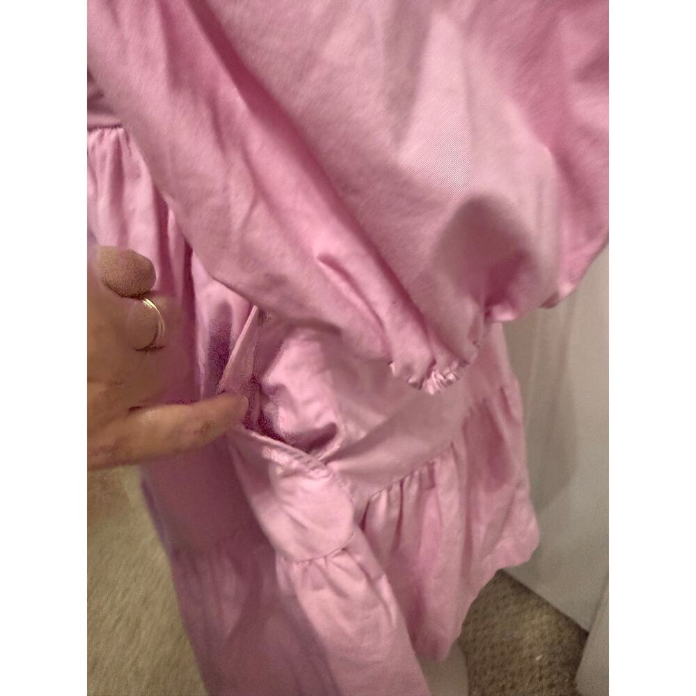 Abercrombie & Fitch Ruched Puff Sleeve Poplin Mini Dress XS Light Purple - Picture 6 of 8